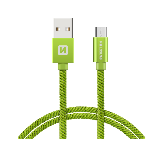 Levně Datový kabel Swissten microUSB 1,2m zelený 44592