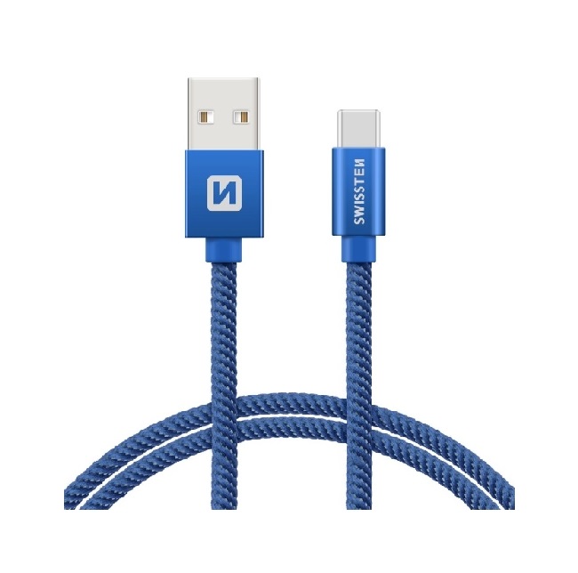 Levně Datový kabel Swissten USB-C (Type-C) 1,2m modrý 44596