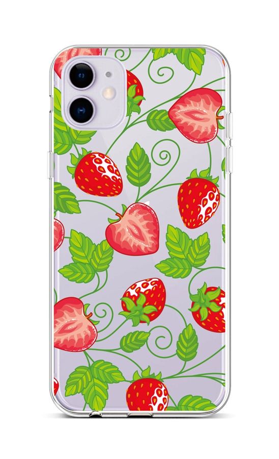 Levně Kryt TopQ iPhone 11 silikon Strawberries 44998 (pouzdro neboli obal na mobil iPhone 11)