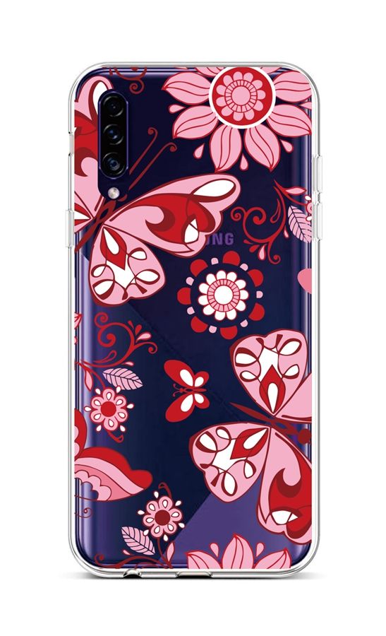 Levně Kryt TopQ Samsung A30s silikon Pink Butterfly 45297 (pouzdro neboli obal na mobil Samsung A30s)