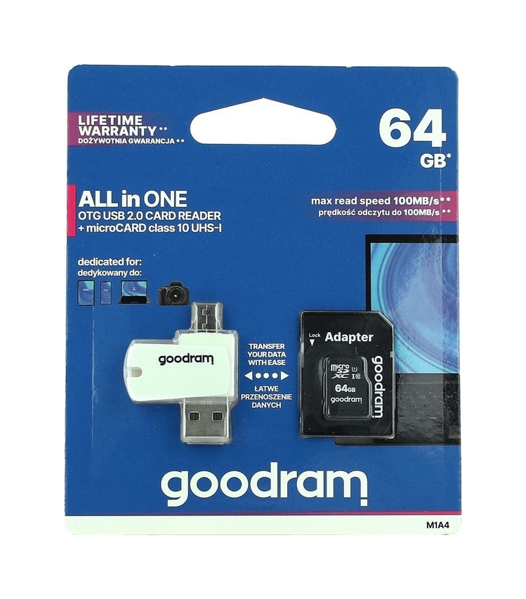 Levně Paměťová karta GOODRAM 64GB Class 10 + čtečka micro USB 46231