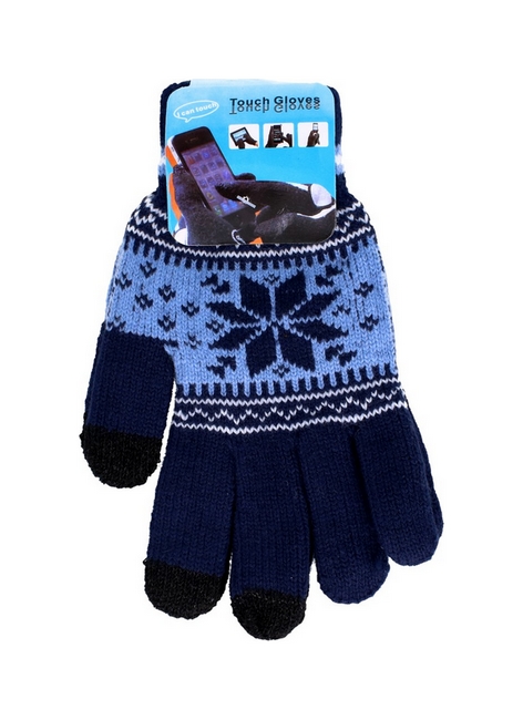 Levně Rukavice TopStar na mobilní telefon Snowflake modré vel. M 46243 (dotykové rukavice na mobil)