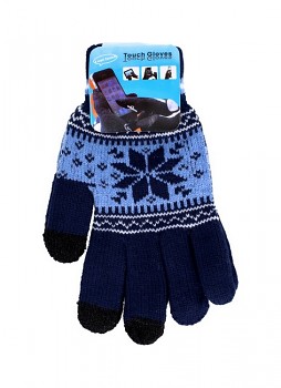 Dotykové rukavice pro mobilní telefon Snowflake modré vel. M