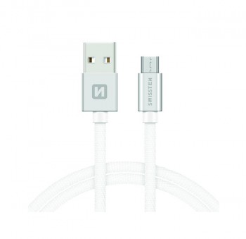 Datový kabel Swissten microUSB 1,2m stříbrný