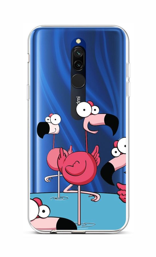 Levně Kryt TopQ Xiaomi Redmi 8 silikon Cartoon Flamingos 48213 (pouzdro neboli obal na mobil Xiaomi Redmi 8)