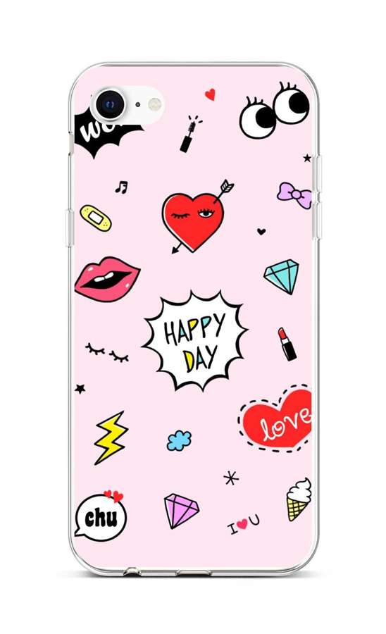 Kryt TopQ iPhone SE 2020 silikon Happy Day 49562 (pouzdro neboli obal na mobil iPhone SE 2020)
