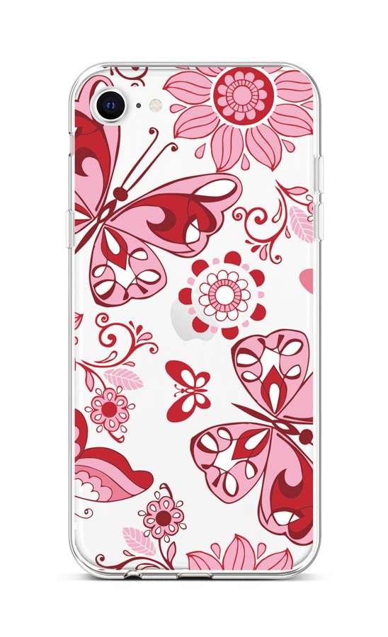 Kryt TopQ iPhone SE 2020 silikon Pink Butterfly 49595 (pouzdro neboli obal na mobil iPhone SE 2020)