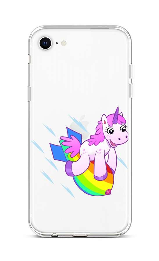 Kryt TopQ iPhone SE 2020 silikon Flying Unicorn 49603 (pouzdro neboli obal na mobil iPhone SE 2020)