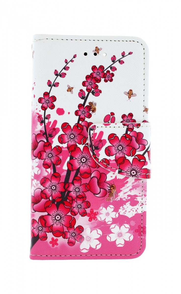 Levně Pouzdro TopQ iPhone SE 2020 knížkové Kytičky textil 49748 (kryt neboli obal na mobil iPhone SE 2020)