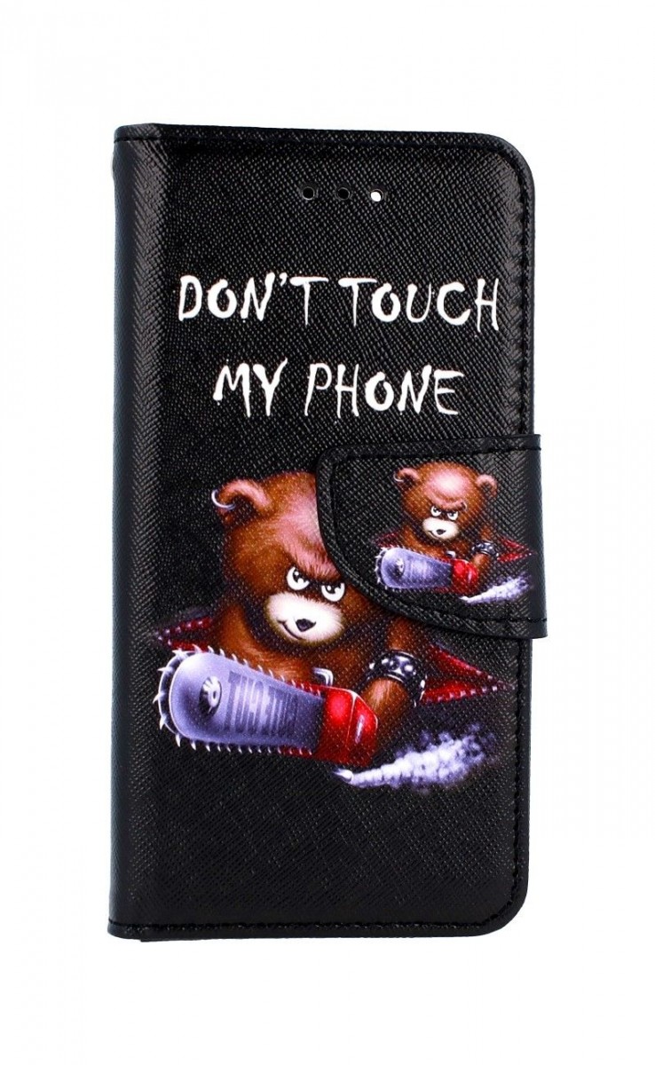 Levně Pouzdro TopQ iPhone SE 2020 knížkové Don't Touch méďa 49755 (kryt neboli obal na mobil iPhone SE 2020)