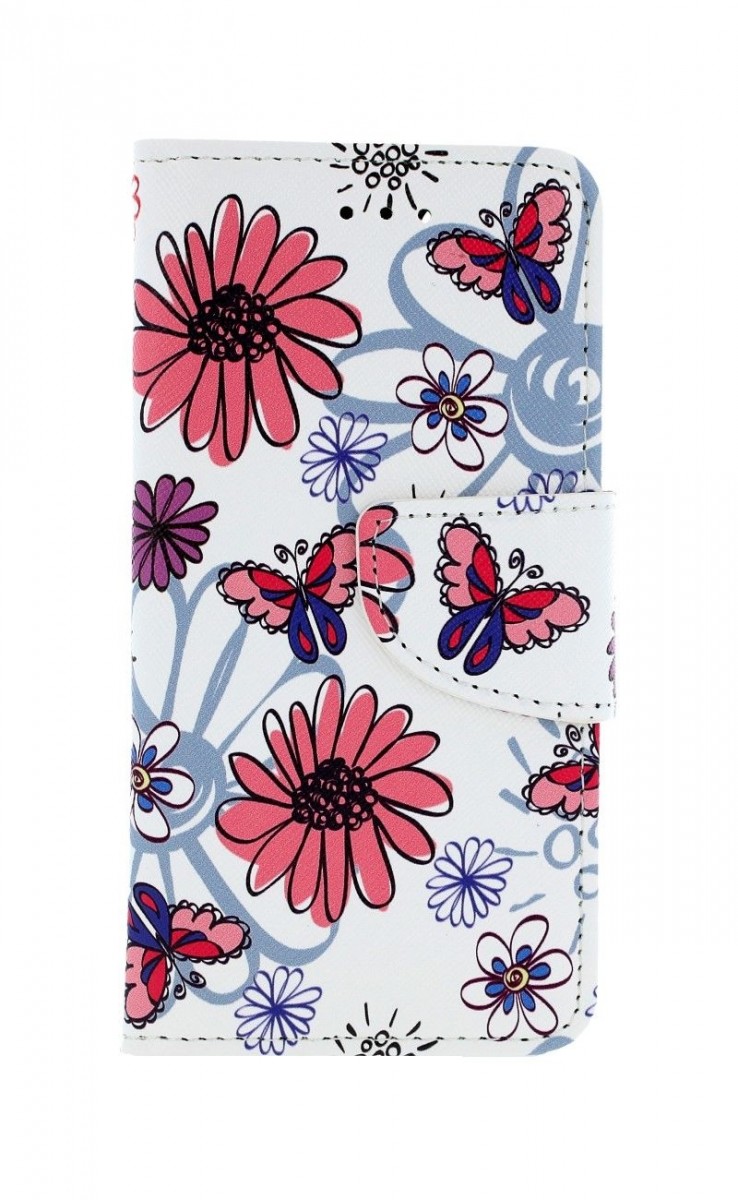Pouzdro TopQ iPhone SE 2020 knížkové Flowers 49761 (kryt neboli obal na mobil iPhone SE 2020)
