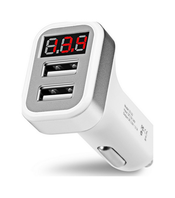 Autodobíječ HOCO Z3 Dual 3.1A s LED displejem bílý 50595