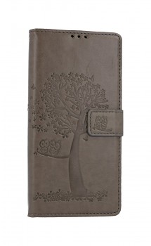 Knížkové pouzdro na Xiaomi Redmi Note 9 Pro Šedý strom sovičky