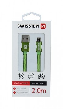 Datový kabel Swissten microUSB 2m zelený 
