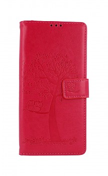 Knížkové pouzdro na Xiaomi Redmi 9A Tmavě růžový strom sovičky