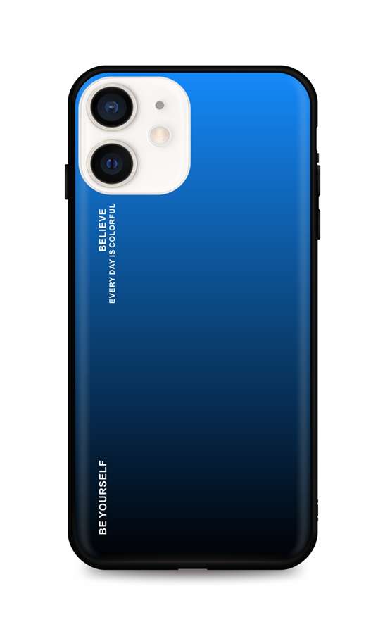 Levně Kryt TopQ LUXURY iPhone 12 pevný duhový modrý 52601 (pouzdro neboli obal na mobil iPhone 12)