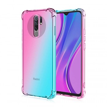 Zadní silikonový kryt na Xiaomi Redmi 9 Shock duhový mentolovo-růžový