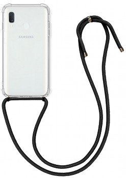 Zadní silikonový kryt na Samsung A20e s černou šňůrkou průhledný