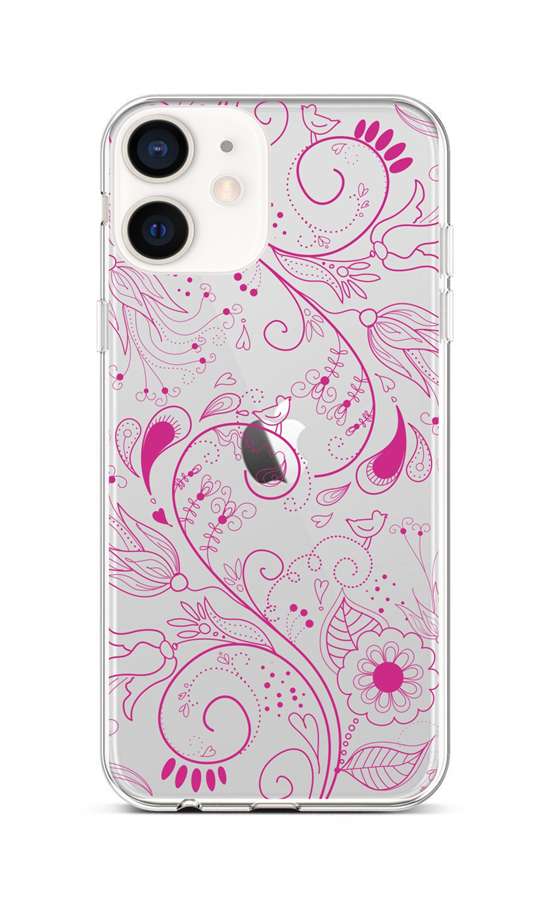 Levně Kryt TopQ iPhone 12 mini silikon Pink Ornament 53414 (pouzdro neboli obal na mobil iPhone 12 mini)