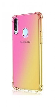 Zadní silikonový kryt na Samsung A20s Shock duhový růžovo-žlutý