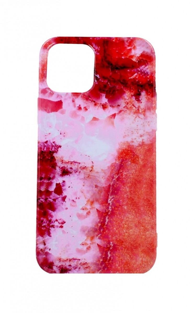 Kryt TopQ iPhone 12 silikon Mramor červený 54841 (pouzdro neboli obal na mobil iPhone 12)
