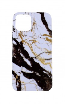 Zadní silikonový kryt na iPhone 12 Mramor bílo-černý