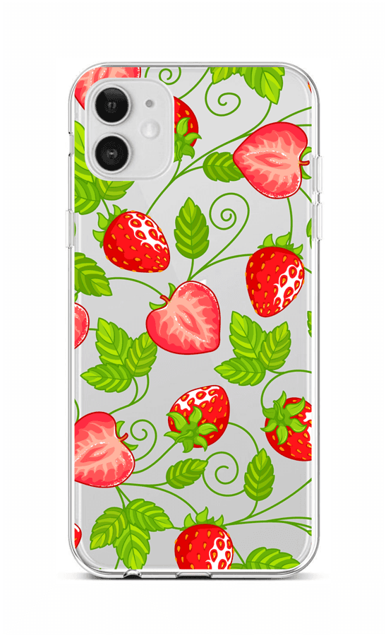 Levně Kryt TopQ iPhone 12 silikon Strawberries 55300 (pouzdro neboli obal na mobil iPhone 12)