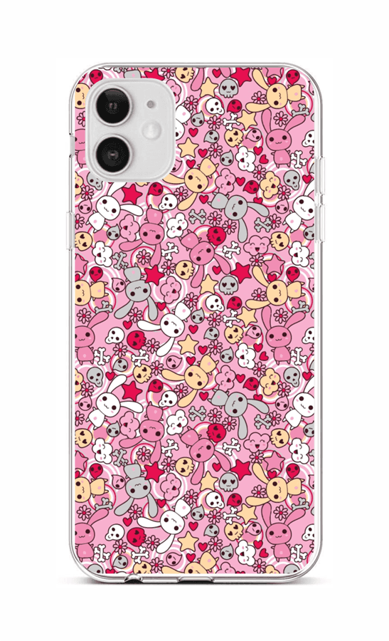 Levně Kryt TopQ iPhone 12 silikon Pink Bunnies 55318 (pouzdro neboli obal na mobil iPhone 12)
