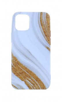 Zadní silikonový kryt na iPhone 12 mini Mramor bílo-zlatý