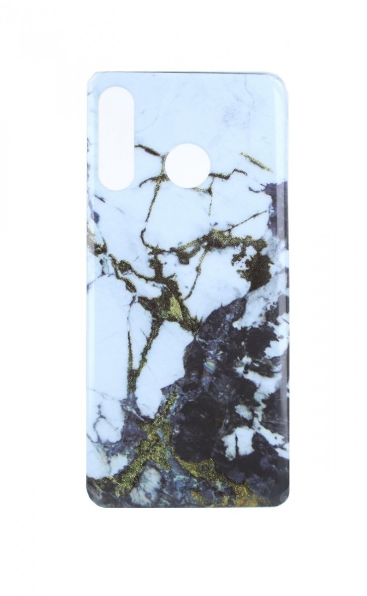 Kryt TopQ Huawei P30 Lite silikon Marble Glitter bílo-černý 55522 (pouzdro neboli obal na mobil Huawei P30 Lite)