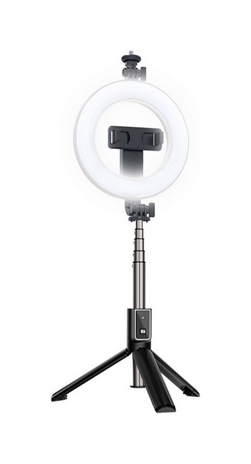 Bluetooth selfie tyč TopQ Ring Light P40D-2 s LED osvětlením černá 55726