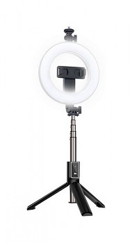 Bluetooth selfie tyč Ring Light P40D-2 s LED osvětlením černá