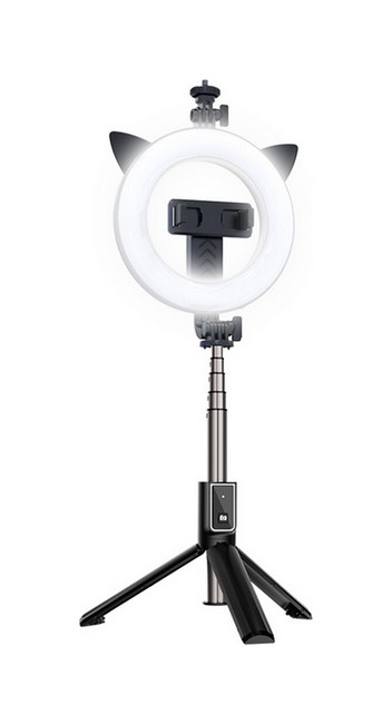 Bluetooth selfie tyč TopQ Ring Light P40D-3 s LED osvětlením černá 55727