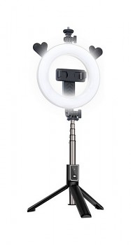 Bluetooth selfie tyč Ring Light P40D-5 s LED osvětlením černá