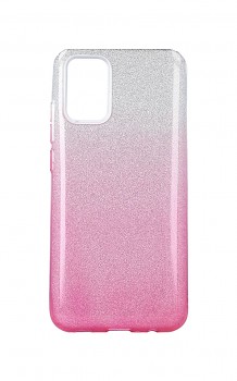 Zadní pevný kryt Forcell na Samsung A02s glitter stříbrno-růžový