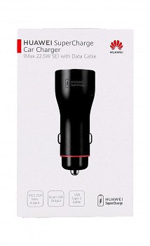 Originální rychlonabíječka do auta Huawei CP36 22,5W včetně USB-C datového kabelu Dual černá