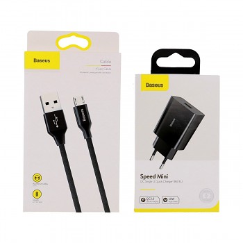 Rychlonabíječka Baseus Speed Mini 18W včetně datového kabelu microUSB černá