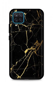 Zadní pevný kryt LUXURY na Samsung A12 Marble černo-zlatý