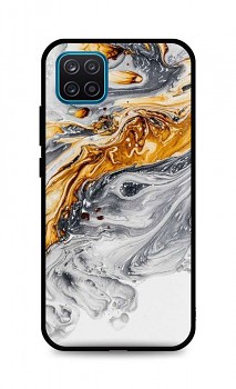 Zadní pevný kryt LUXURY na Samsung A12 Marble šedo-zlatý
