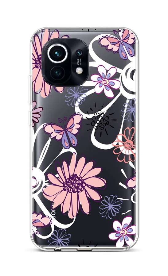 Levně Kryt TopQ Xiaomi Mi 11 silikon Flowers 57829 (pouzdro neboli obal na mobil Xiaomi Mi 11)