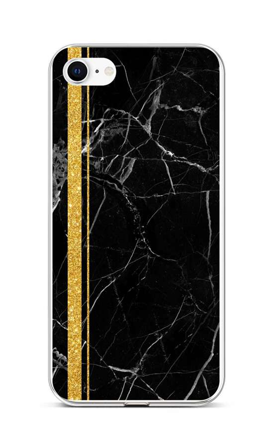Zadní silikonový kryt STYLE na iPhone SE 2020 Mramor černo-zlatý