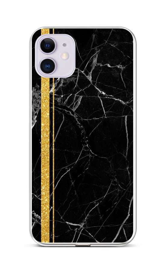 Zadní silikonový kryt STYLE na iPhone 11 Mramor černo-zlatý