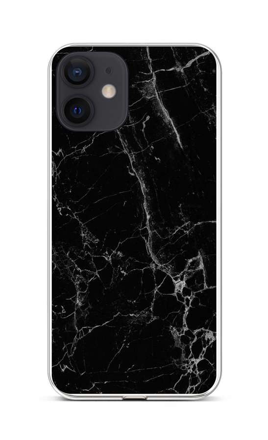 Kryt STYLE TopQ iPhone 12 silikon Mramor černý 58555 (pouzdro neboli obal na mobil iPhone 12)