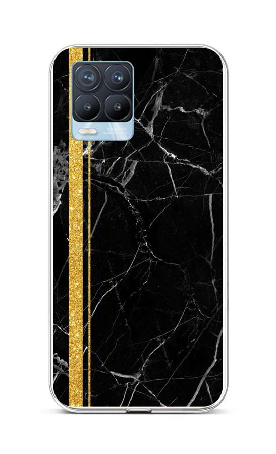 Zadní silikonový kryt STYLE na Realme 8 Pro Mramor černo-zlatý