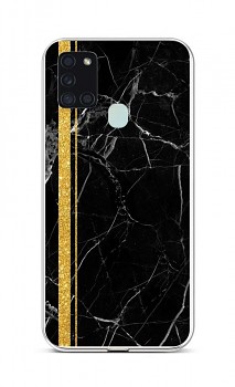 Zadní silikonový kryt STYLE na Samsung A21s Mramor černo-zlatý