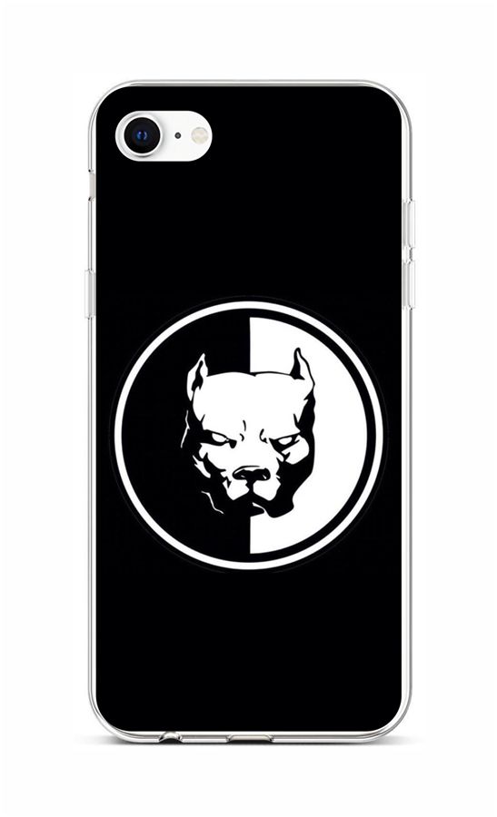 Levně Kryt TopQ iPhone SE 2020 silikon Černobílý pitbull 58775 (pouzdro neboli obal na mobil iPhone SE 2020)