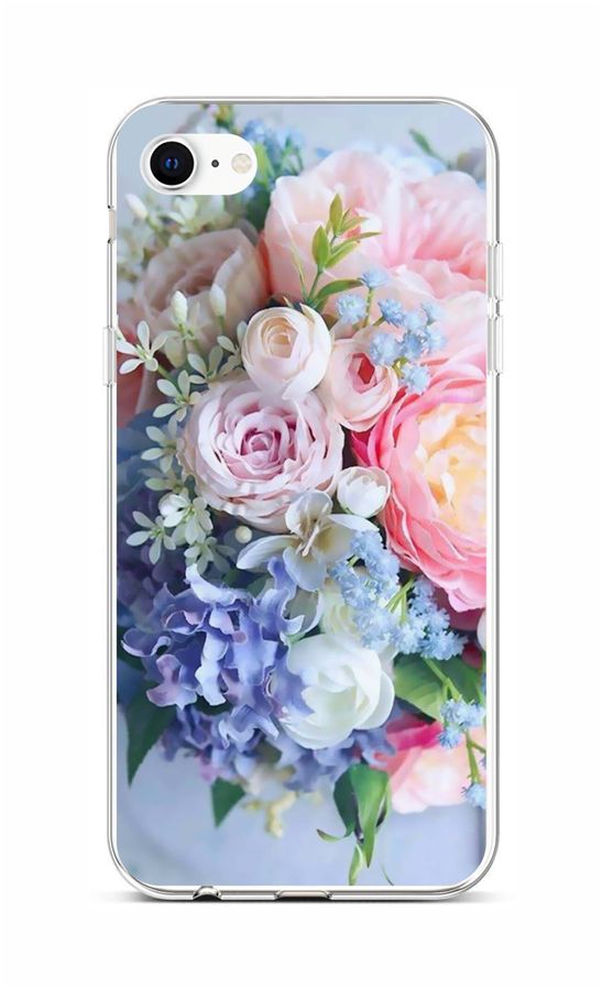 Kryt TopQ iPhone SE 2020 silikon Kytice 58798 (pouzdro neboli obal na mobil iPhone SE 2020)