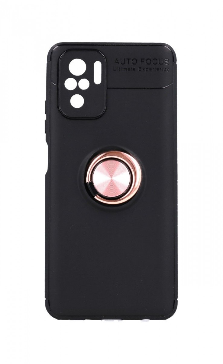 Zadní silikonový kryt na Xiaomi Redmi Note 10 černý s měděným prstenem