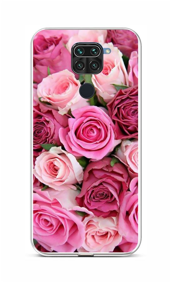 Zadní silikonový kryt na Xiaomi Redmi Note 9 Růžové růžičky