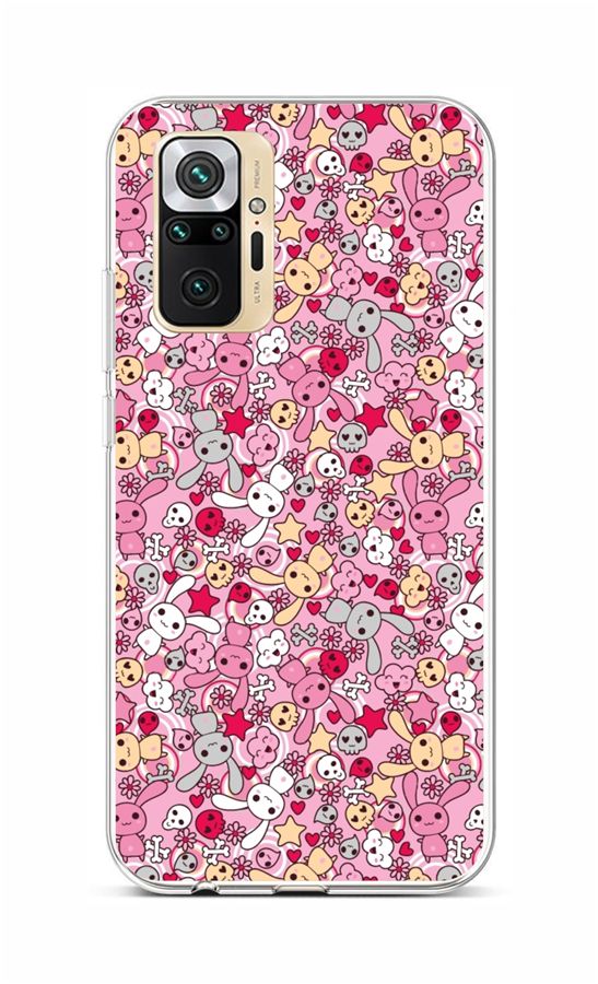 Zadní silikonový kryt na Xiaomi Redmi Note 10 Pro Pink Bunnies  